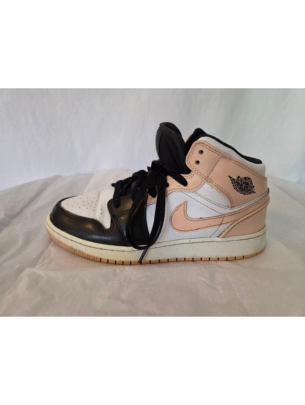 Nike Air Jordan 1 Mid Pink Black White Sneakers Size 5.5Y or women's 7